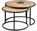 2-jų kavos staliukų komplektas Kalune Design Tambur, šviesiai rudas/juodas