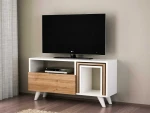 TV staliukas Kalune Design Televizijos vienetas Novella K2 - Baltas, Walnut