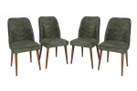 4-ių kėdžių komplektas Kalune Design Dallas 558, žalias/rudas