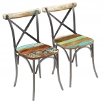 Valgomojo kėdės, 2 vnt., tvirta perdirbta mediena, 51 x 52 x 84 cm
