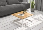 Kavos staliukas ADRK Furniture Belten 65x65cm, rudas/baltas