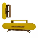 Svetainės baldų komplektas Kalune Design 845(LVI), rudas/geltonas