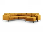 Panoraminė kairioji kampinė velvet sofa Venus, 6 sėdimos vietos, geltona (garstyčių)