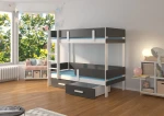 Dviaukštė lova Adrk Furniture Etiona su čiužiniu, 80x180 cm, balta/juoda