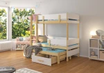 Dviaukštė lova Adrk Furniture Etapo, 90x200 cm, balta/ruda