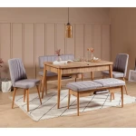 Kalune Design Išplečiamas pietų stalas ir kėdės (5 vienetai) Vina Atlantic Soho Pilkas