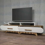 TV staliukas Kalune Design Televizoriaus stovas Flora - Walnut, Baltas