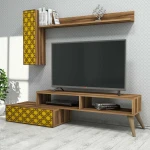 TV staliukas Kalune Design Televizoriaus spintelė Planet - Walnut, Geltona