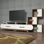 TV staliukas Kalune Design Televizijos vienetas Flora S - Walnut, Baltas