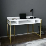 Kalune Design Darbo stalas Alma - Gold, Baltas