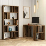 Kalune Design Darbo stalas ir knygų lentyna Lima - Walnut