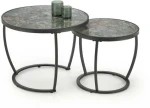 INES set of two coffee tables, žalias marble / juodas