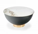 Gold CECILIA coffee table, marble / pilkas / auksinis