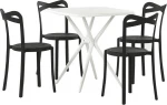 Lauko baldų komplektas Beliani Sodo stalo rinkinys ir 4 baltos kėdės su juodu SERSALE / CAMOGLI