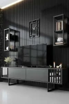 TV staliukas Kalune Design Televizoriaus spintelė Chrome Line - Anthracite, Juodas