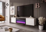 TV staliukas LIVO RTV 180 TV stand with fireplace, baltas