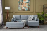 Kalune Design Kampinė sofa-lova Bella Soft Mini Köşe Right - Mėlyna