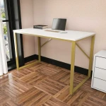 Kalune Design Darbo stalas Layton - Gold, Baltas