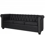 Chesterfield trivietė sofa, juoda