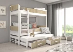 Dviaukštė lova Adrk Furniture Queen, 90x200 cm, balta/ruda
