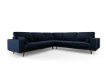 Simetrinė velvet sofa Hebe, 5 sėdimos vietos, tamsiai mėlyna