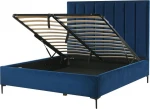 Beliani Shumee Veliūrinė lova su saugykla 140 x 200 cm mėlyna SEZANNE