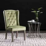 Valgomojo kėdė, šviesiai žalios spalvos, aksomas