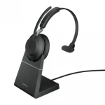 Jabra Evolve2 65 MS Mono Belaidės ausinės, Bluetooth, USB-A, Charging Stovas, Juoda