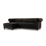 Kairinė kampinė sofa Lapis, 278x150x80 cm, tamsiai pilka