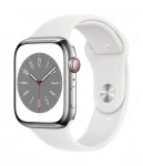 Apple Watch Series 8 GPS + Cellular 45mm Silver Stainless Steel Case ,White Sport Band - MNKE3EL/A LV-EE