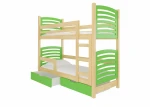 Dviaukštė lova Osuna 180x75 cm, žalia/ruda