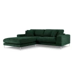 Kairinė kampinė sofa Jog, 286x242x90 cm, tamsiai žalia