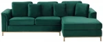 Beliani Kairioji aksominė kampinė sofa žalia OSLO