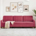 Trivietė sofa, raudonojo vyno spalvos, 210cm, aksomas