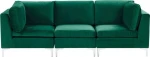 Beliani 3 vietų modulinė veliūrinė sofa žalia EVJA