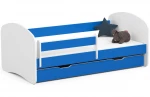 Lova su čiužiniu, patalynės dėže ir nuimama apsauga NORE Smile, 160x80 cm, balta/mėlyna