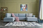 Kalune Design Mėlyna Kampinė sofa-lova Eris - Mėlyna