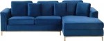 Beliani Kairioji aksominė kampinė sofa, mėlyna OSLO