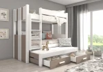 Dviaukštė lova Adrk Furniture Artema, 80x180 cm, balta/ruda