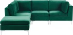 Beliani 4 vietų modulinė kampinė sofa su ottomano žalios spalvos EVJA dešiniuoju veliūru