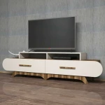 TV staliukas Kalune Design Televizoriaus stovas Flora - Walnut, Kreminis