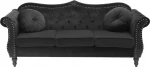Beliani 3-vietė juoda aksominė sofa SKIEN