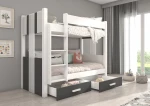 Dviaukštė lova Adrk Furniture Arta su čiužiniu, 90x200 cm, balta/pilka