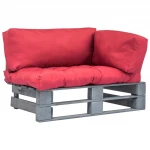 Sodo sofa su pagalvėlėmis, pilka/raudona