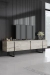 TV staliukas Luxe Travertine, smėlio spalvos