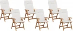 Shumee 6 medinių sodo kėdžių rinkinys su baltomis JAVA pagalvėlėmis