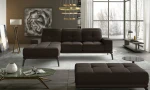 Kairinės kampinės sofos ir pufo komplektas Eltap Torrense, tamsiai rudas