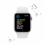 Apple Watch SE GPS + Cellular 44mm Silver Aluminium Case with White Sport Band - Regular 2nd Gen - MNQ23UL/A