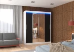 Spinta ADRK Furniture su LED apšvietimu Dallas 180, juoda/balta