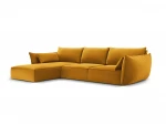 Kairinė kampinė velvet sofa Vanda, 4 sėdimos vietos, geltona